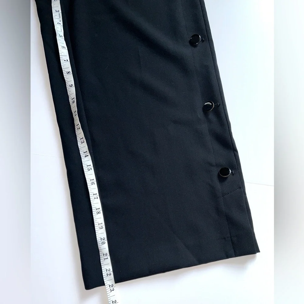 LOFT Woman’s‎ Pants Black Wide Leg Cropped Side Buttons Size 4 - Picture 9 of 16